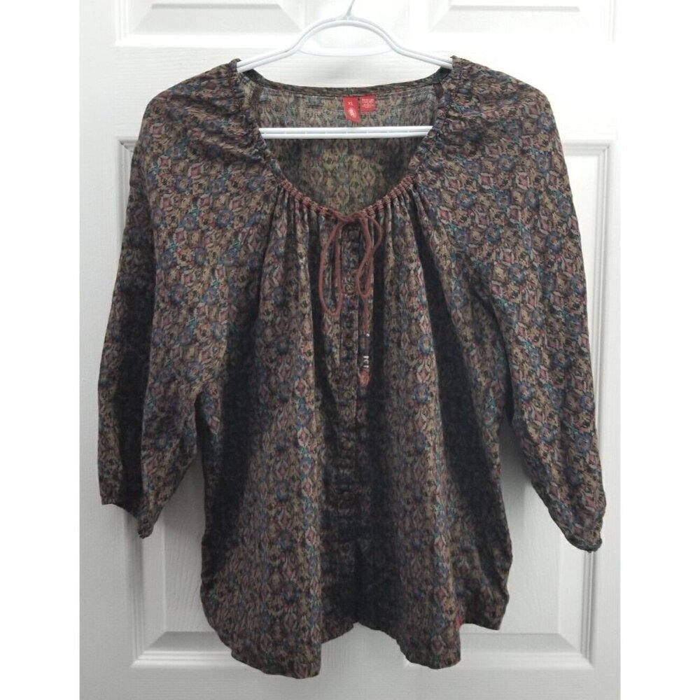 EDC Floral Button up Blouse Sz XL Fall Colours